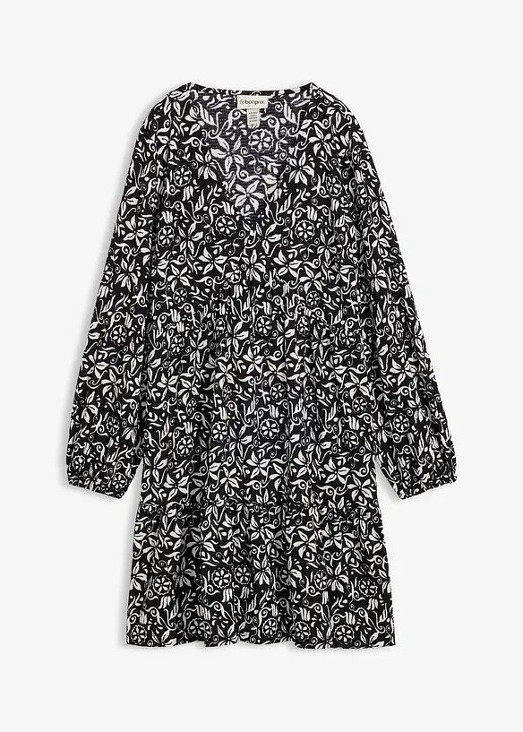 Tunika-Kleid aus leichtem Crêpe in schwarz von vorne - bonprix Tunika-Kleid aus leichtem Crêpe in schwarz von vorne - bonprix