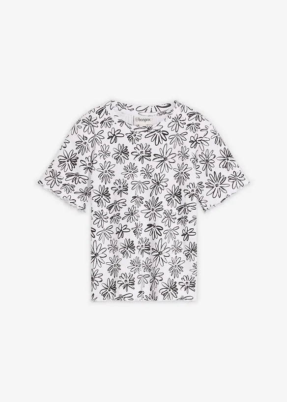 Kurzes T-Shirt aus Baumwoll-Mix in weiß von vorne - bonprix
