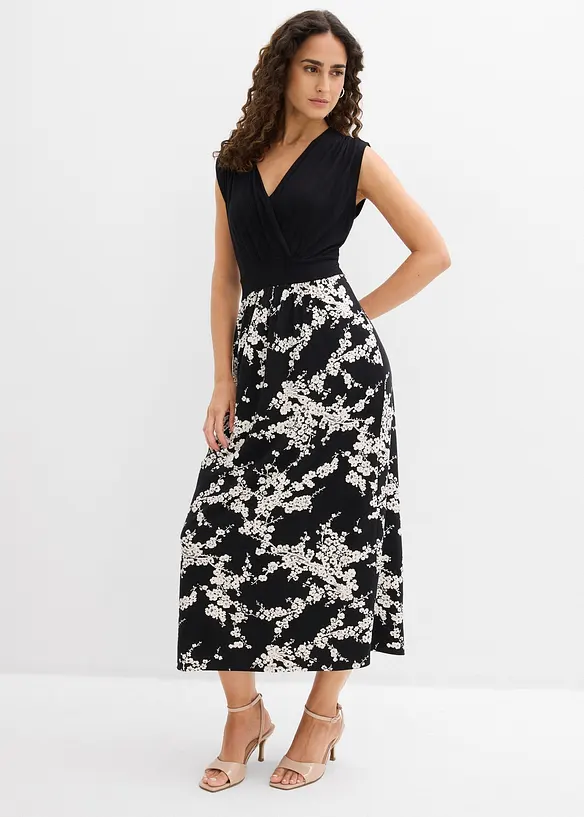 Jerseykleid aus softem Viskose-Mix in schwarz von vorne (Totalaufnahme) - bonprix