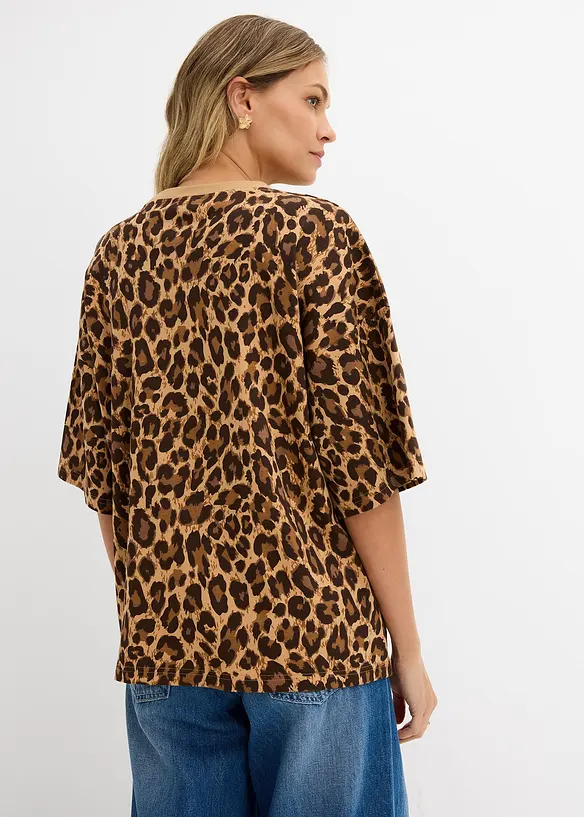 Oversize-Shirt aus reiner Bio-Baumwolle in beige von hinten (im Anschnitt) - bonprix