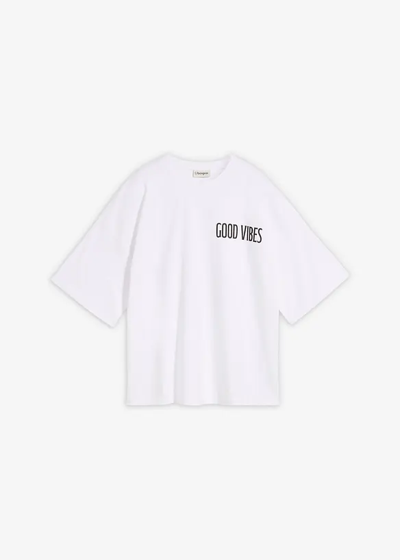 Oversize-Shirt aus reiner Bio-Baumwolle in weiß von vorne - bonprix