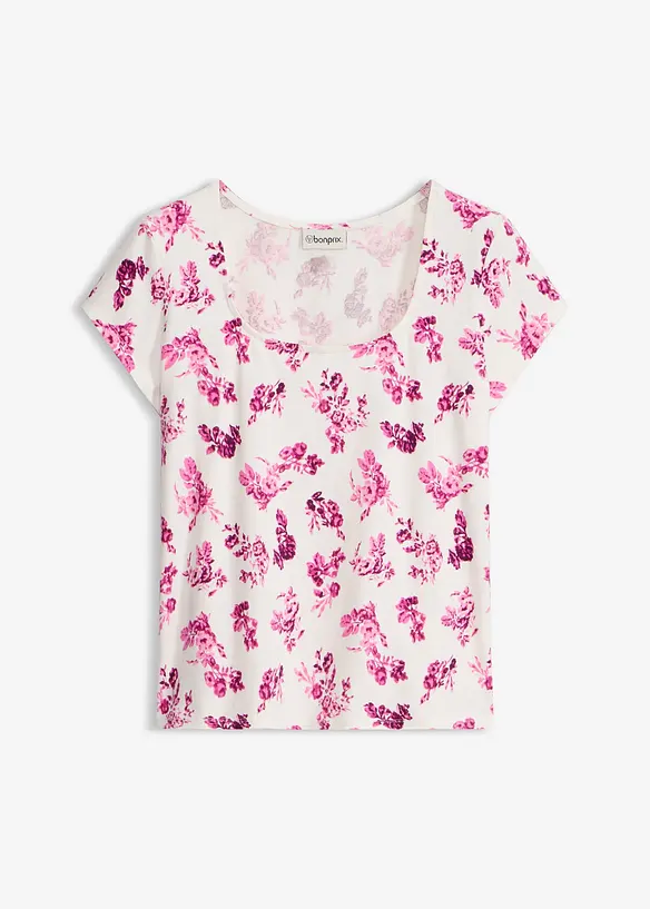 Shirt aus elastischer Baumwolle in rosa von vorne - bonprix