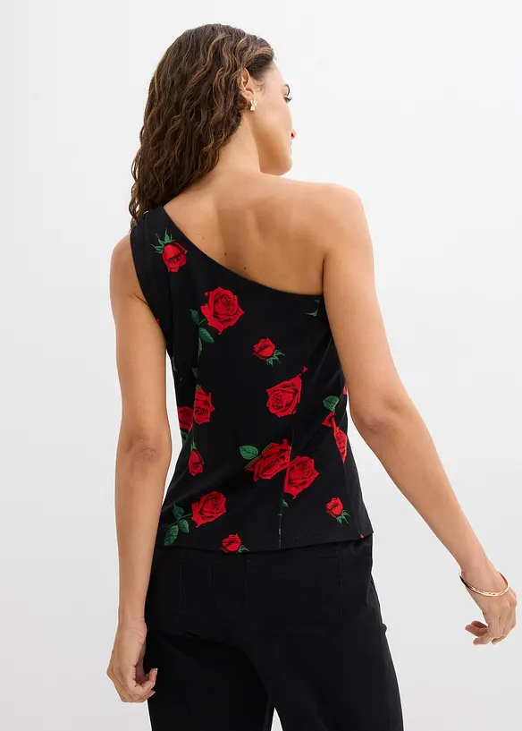 One-Shoulder-Top mit Schmuck-Detail in schwarz von hinten (im Anschnitt) - bonprix One-Shoulder-Top mit Schmuck-Detail in schwarz von hinten (im Anschnitt) - bonprix