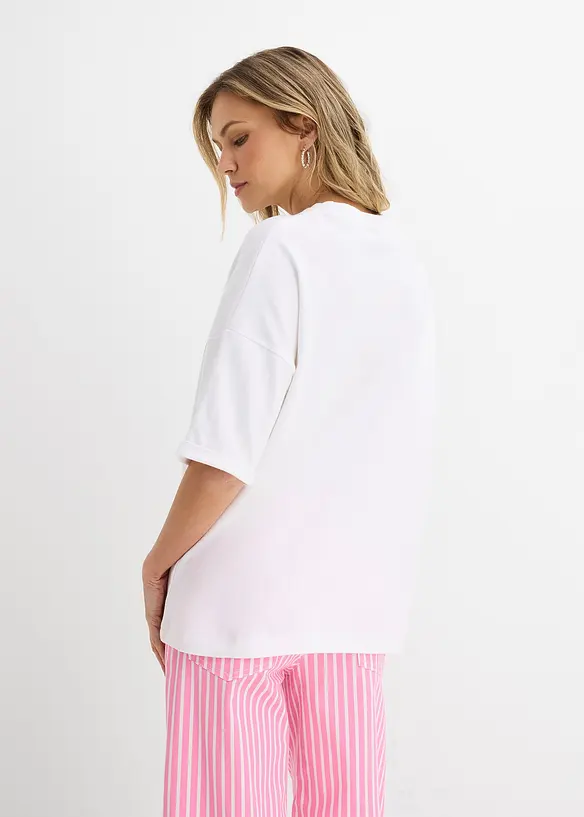 Oversize-Shirt aus reiner Bio-Baumwolle in weiß von hinten (im Anschnitt) - bonprix