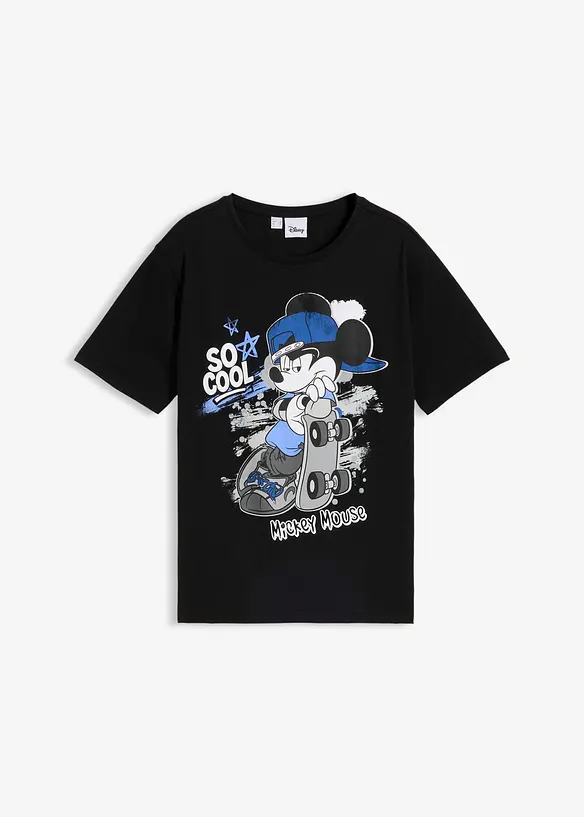 Mickey Mouse T-Shirt aus reiner Baumwolle in schwarz von vorne - Disney