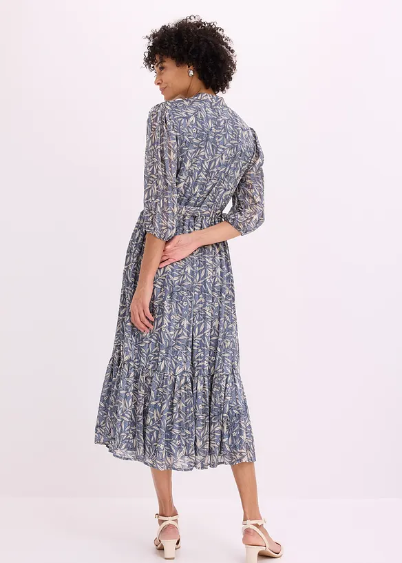 Hemdblusenkleid aus Chiffon in blau von hinten (Totalaufnahme) - bonprix Hemdblusenkleid aus Chiffon in blau von hinten (Totalaufnahme) - bonprix