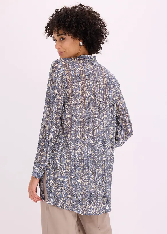 Chiffon Longbluse in blau von hinten (im Anschnitt) - bonprix