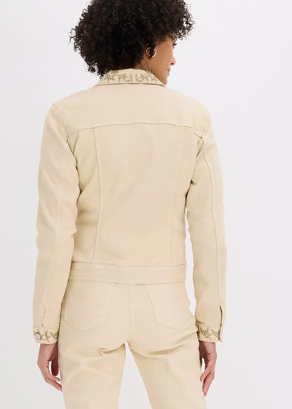 Twill-Jacke mit Stickerei in beige von hinten (im Anschnitt) - bonprix