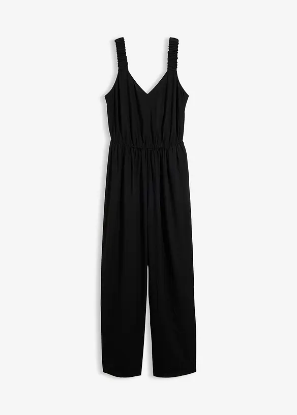 Jumpsuit aus fließender Viskose in schwarz von vorne - bonprix