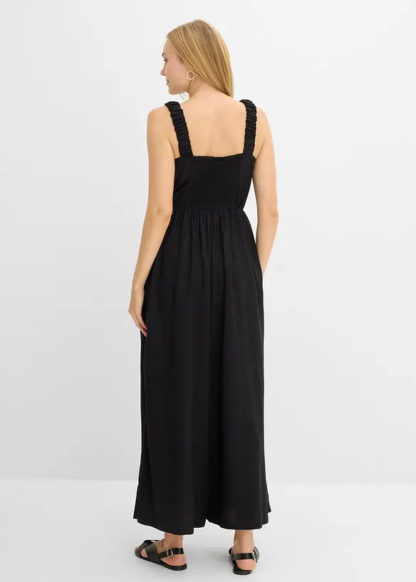 Jumpsuit aus fließender Viskose in schwarz von hinten (Totalaufnahme) - bonprix