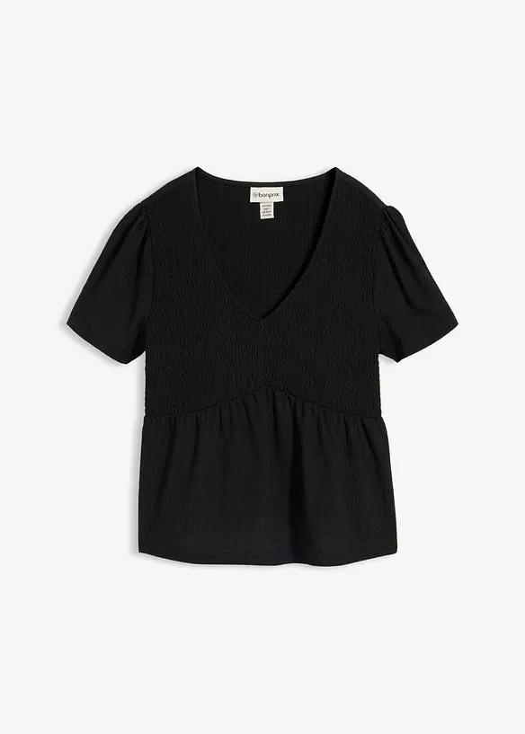 Shirt aus strukturiertem Crêpe in schwarz von vorne - bonprix Shirt aus strukturiertem Crêpe in schwarz von vorne - bonprix
