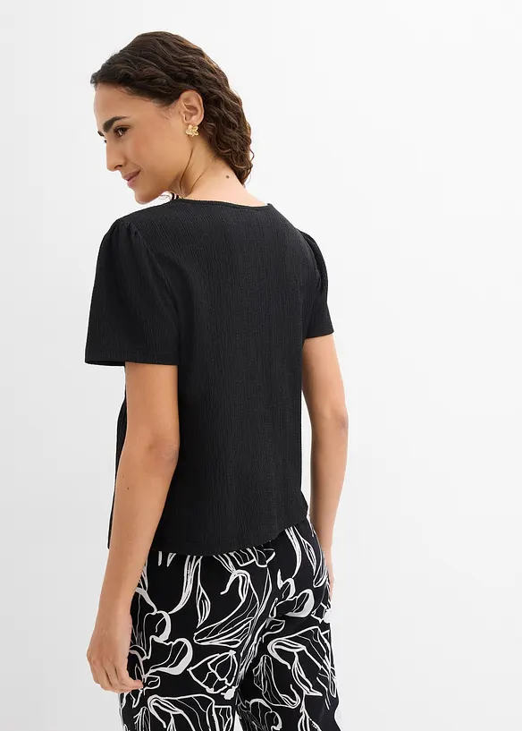 Shirt aus strukturiertem Crêpe in schwarz von hinten (im Anschnitt) - bonprix Shirt aus strukturiertem Crêpe in schwarz von hinten (im Anschnitt) - bonprix