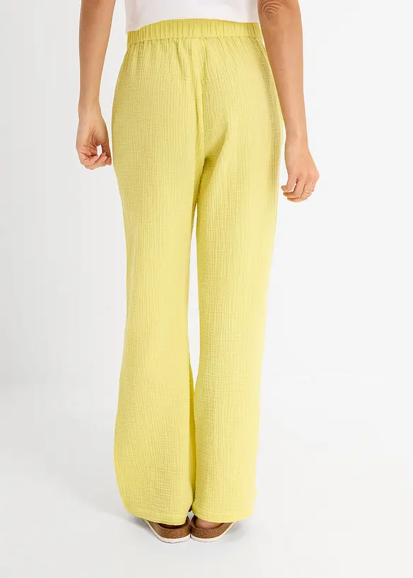 Schlupfhose aus Musselin in gelb von hinten - bonprix