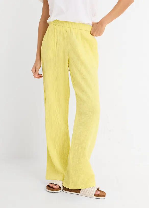 Schlupfhose aus Musselin in gelb von vorne - bonprix