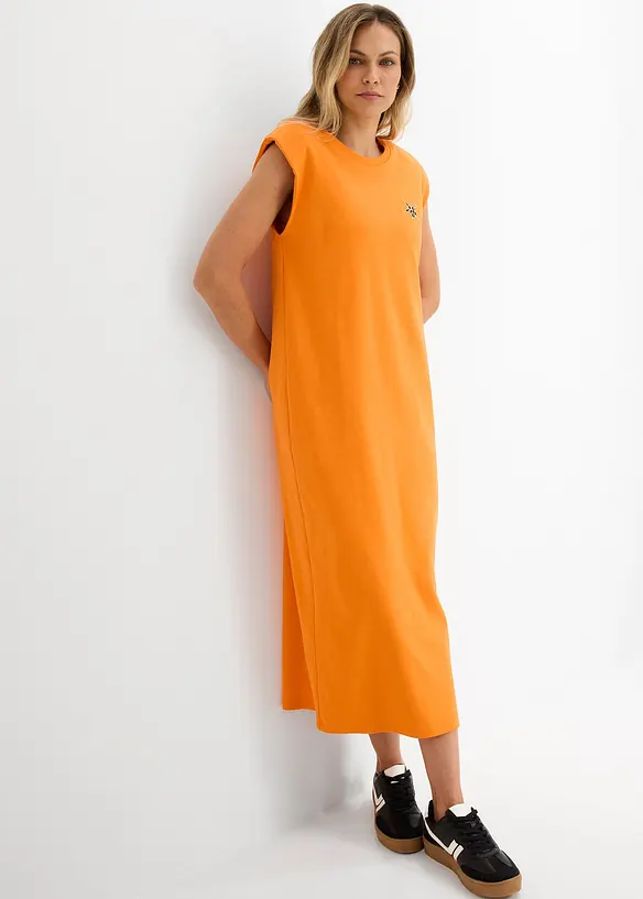 Shirtkleid aus reiner Bio-Baumwolle in orange von vorne (Totalaufnahme) - bonprix