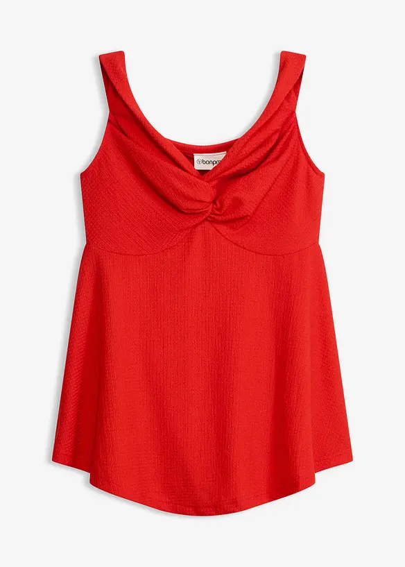 Cold-Shoulder-Shirt in strukturierter Ware in rot von vorne - bonprix