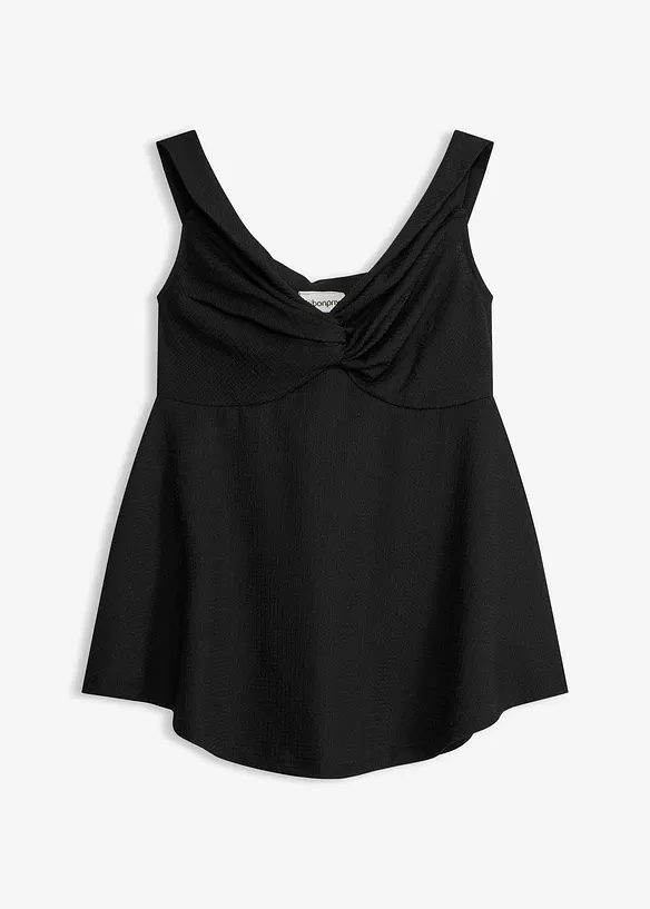 Cold-Shoulder-Shirt in strukturierter Ware in schwarz von vorne - bonprix Cold-Shoulder-Shirt in strukturierter Ware in schwarz von vorne - bonprix