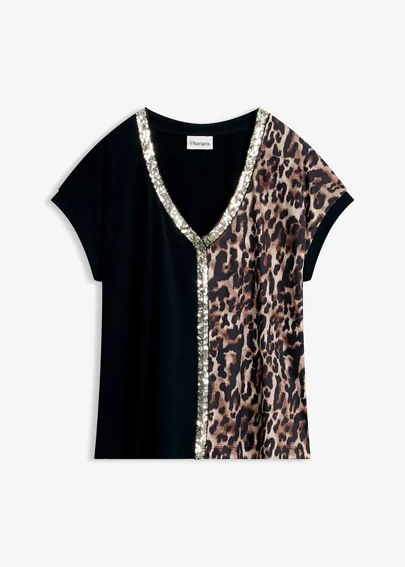 Shirt mit Pailletten in schwarz von vorne - bonprix Shirt mit Pailletten in schwarz von vorne - bonprix