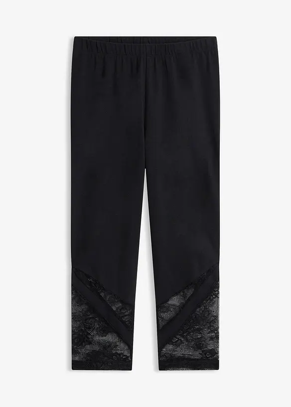Capri-Leggings mit Spitze in schwarz von vorne - bonprix