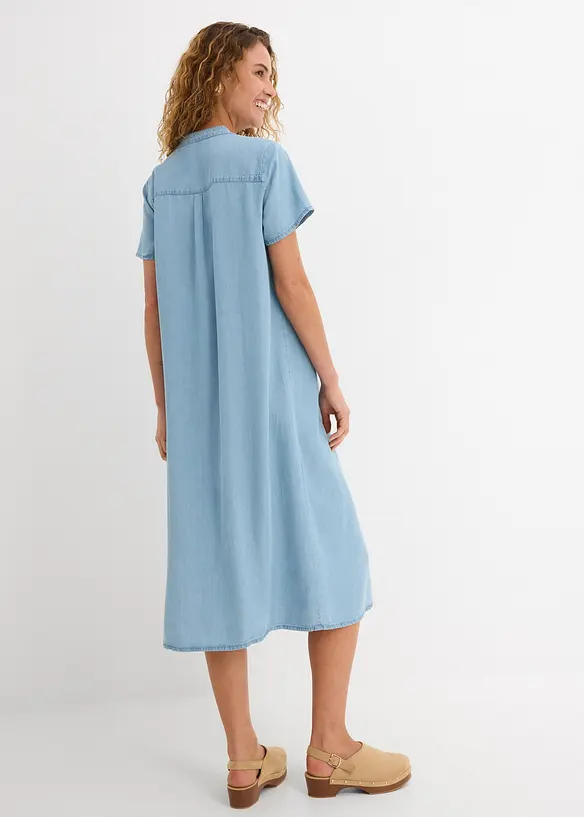 Kleid aus Lyocell in blau von hinten (Totalaufnahme) - bonprix