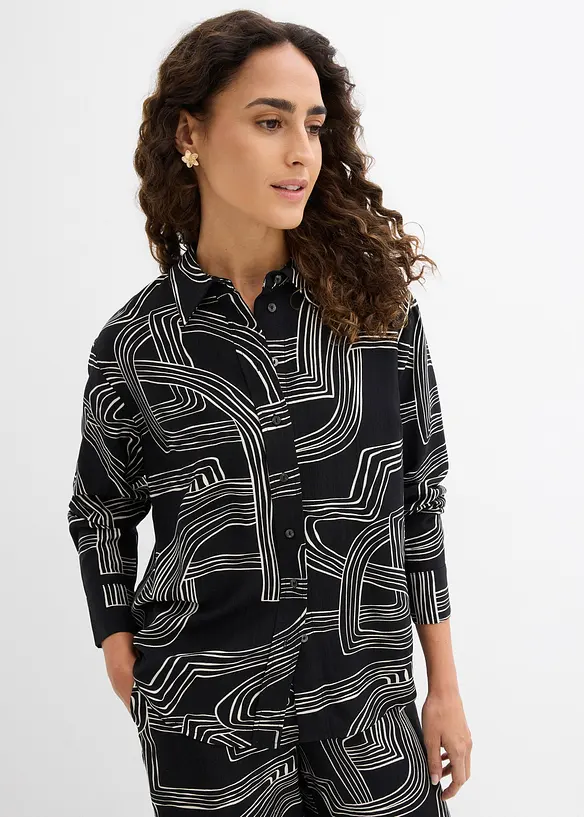 Bluse aus Viskose-Mix in weiß von vorne (im Anschnitt) - bonprix