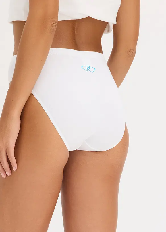 Slip mit weicher Baumwolle und Herzen-Druck (6er Pack) in weiß von hinten - bonprix