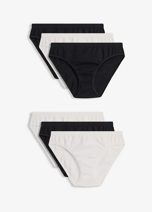 Slip mit weicher Baumwolle und Herzen-Druck (6er Pack) in weiß von vorne - bonprix
