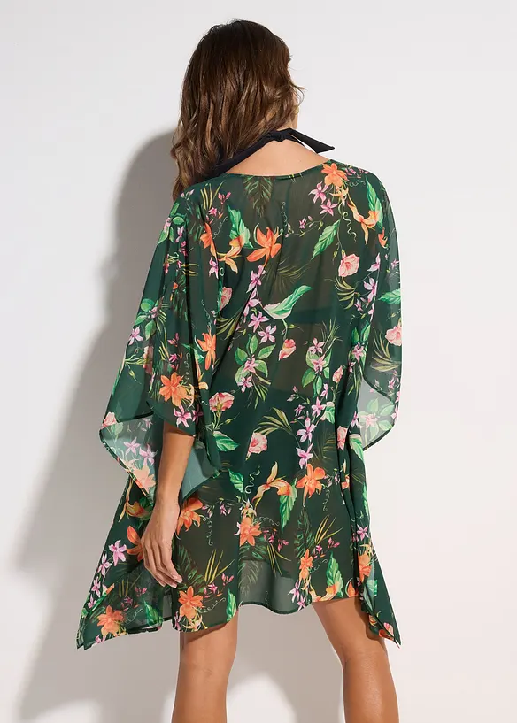 Strandtunika aus leichtem Chiffon in grün von hinten (Totalaufnahme) - bonprix