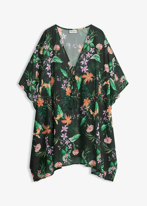 Strandtunika aus leichtem Chiffon in grün von vorne - bonprix