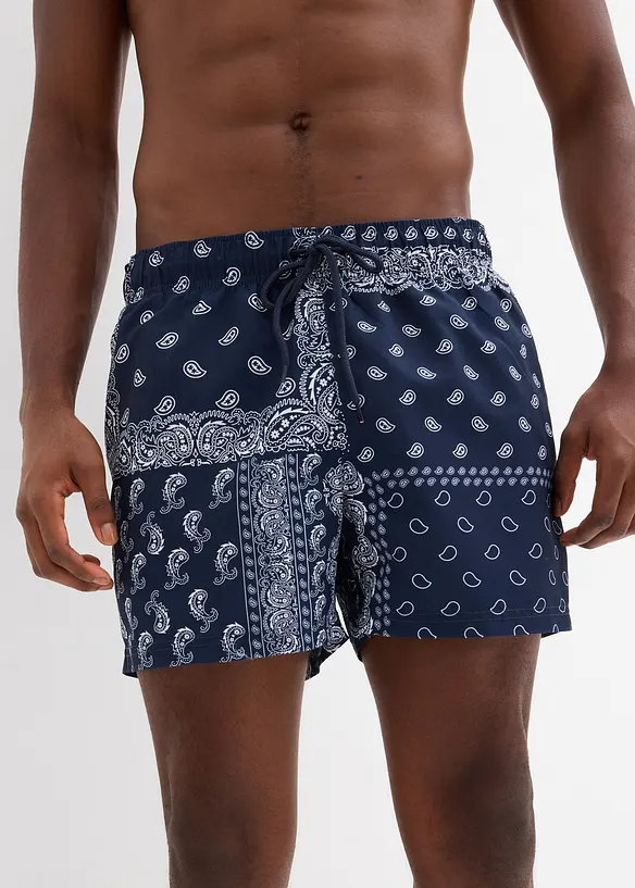 Badeshorts mit seitlichen Taschen in blau von vorne - bonprix