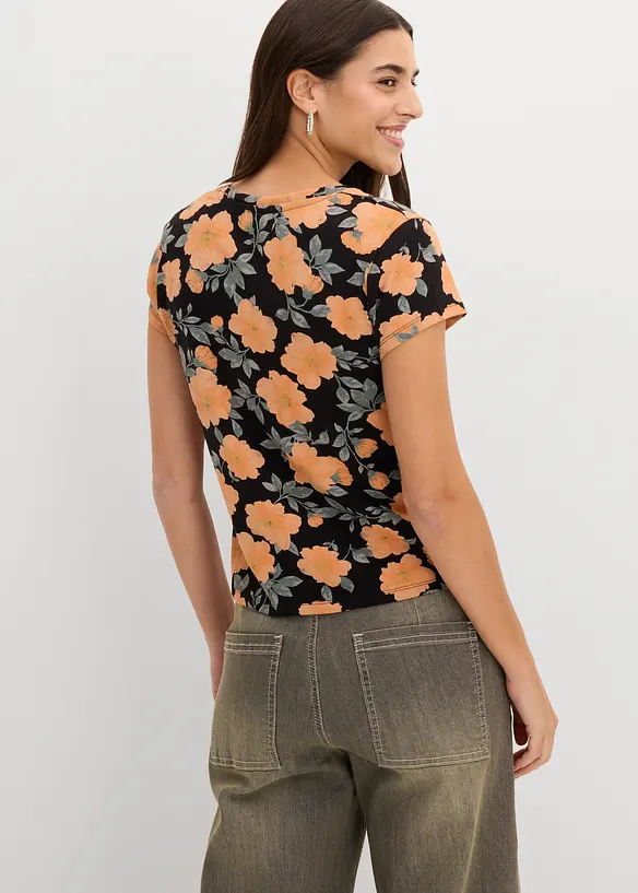 T-Shirt aus reiner Baumwolle in schwarz von hinten (im Anschnitt) - bonprix