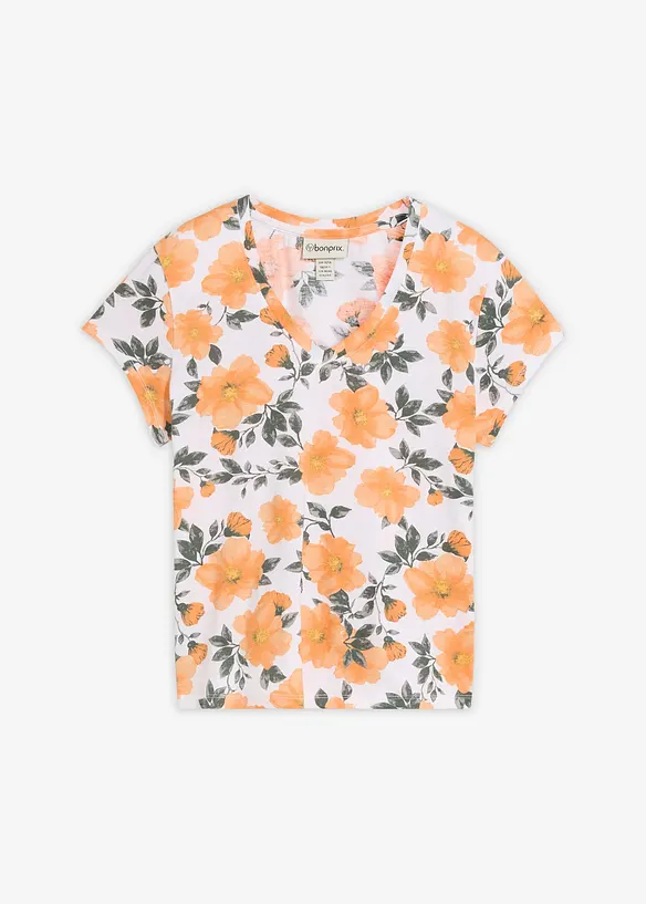 T-Shirt aus reiner Baumwolle in weiß von vorne - bonprix