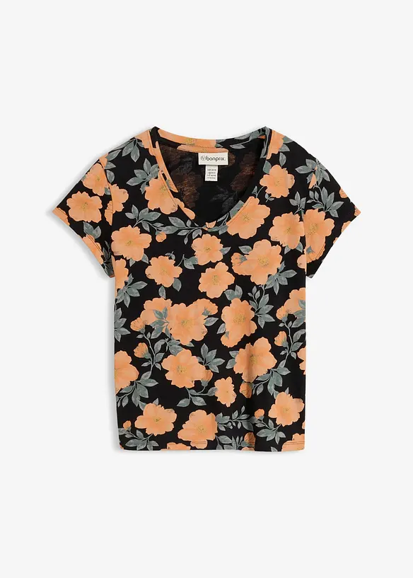 T-Shirt aus reiner Baumwolle in schwarz von vorne - bonprix