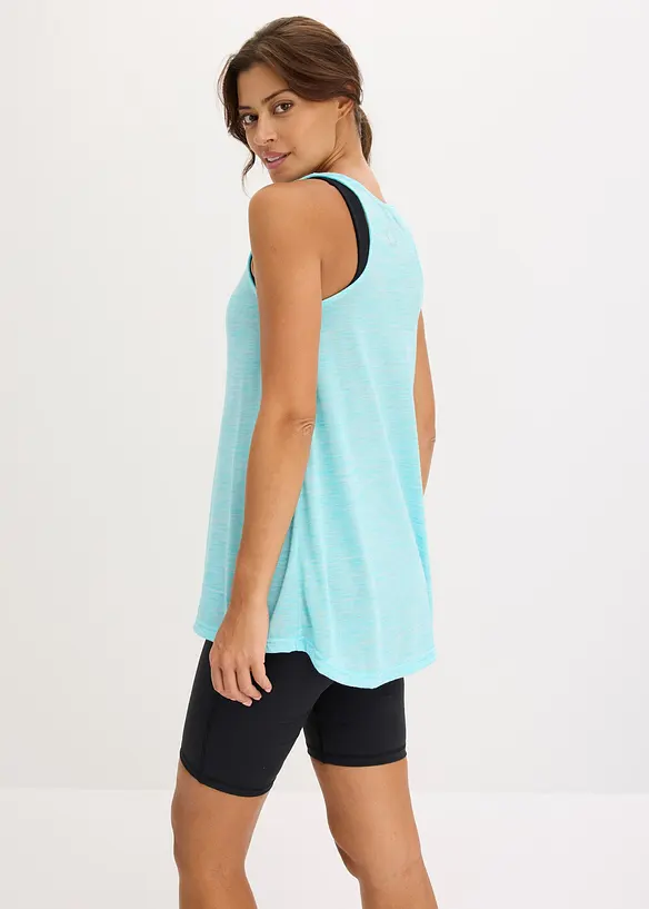 Halbtransparentes Sport-Top mit Flammgarn, schnelltrocknend in blau von hinten (im Anschnitt) - bonprix