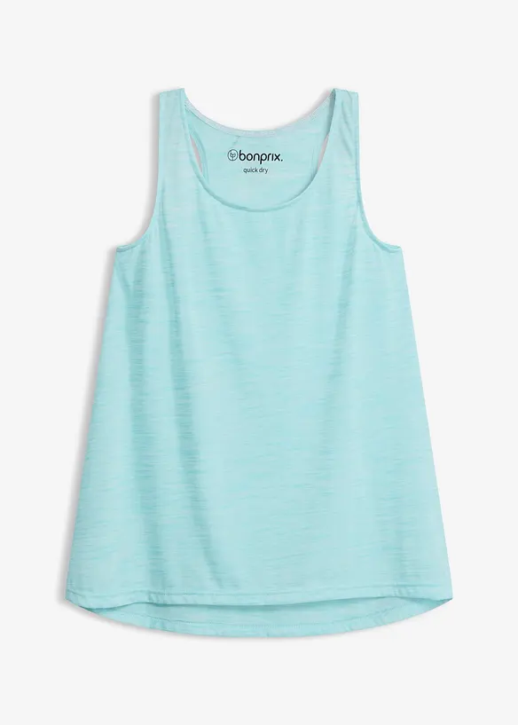 Halbtransparentes Sport-Top mit Flammgarn, schnelltrocknend in blau von vorne - bonprix