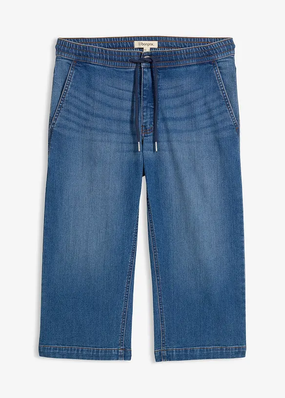 Leichte 3/4-Stretch-Schlupfjeans, Regular Fit in blau von vorne - bonprix
