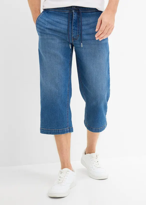 Leichte 3/4-Stretch-Schlupfjeans, Regular Fit in blau von vorne - bonprix
