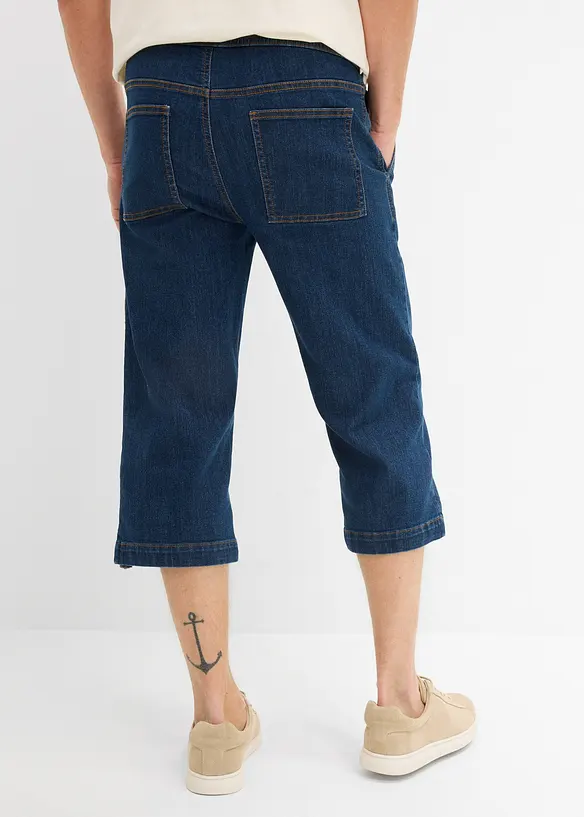 Leichte 3/4-Stretch-Schlupfjeans, Regular Fit in blau von hinten - bonprix