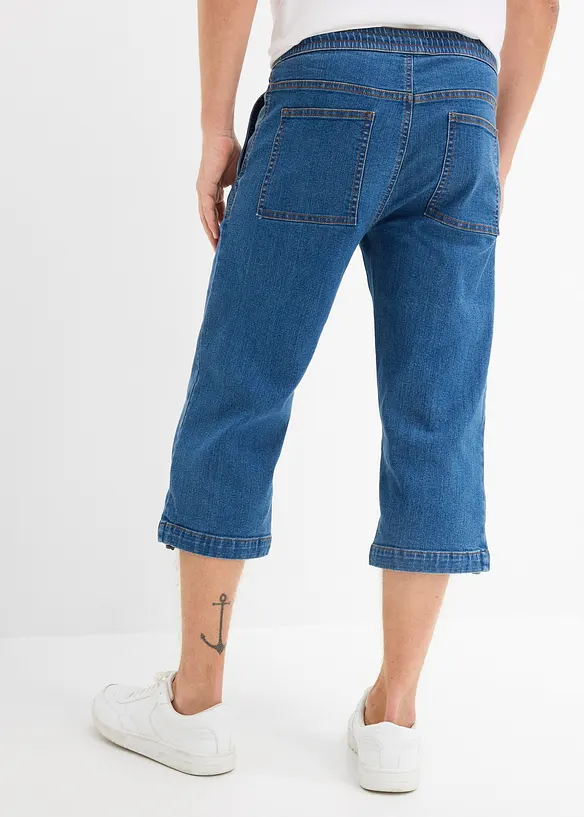 Leichte 3/4-Stretch-Schlupfjeans, Regular Fit in blau von hinten - bonprix