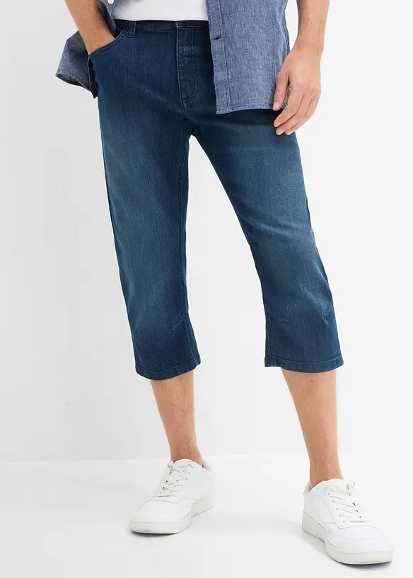 Leichte 3/4-Jeans mit Dehnbund, Slim Fit in blau von vorne - bonprix