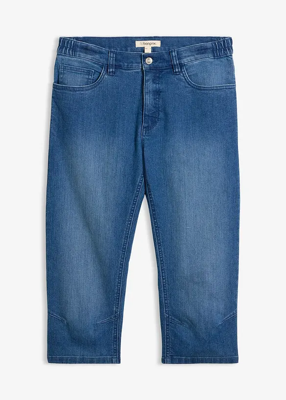 Leichte 3/4-Jeans mit Dehnbund, Slim Fit in blau von vorne - bonprix