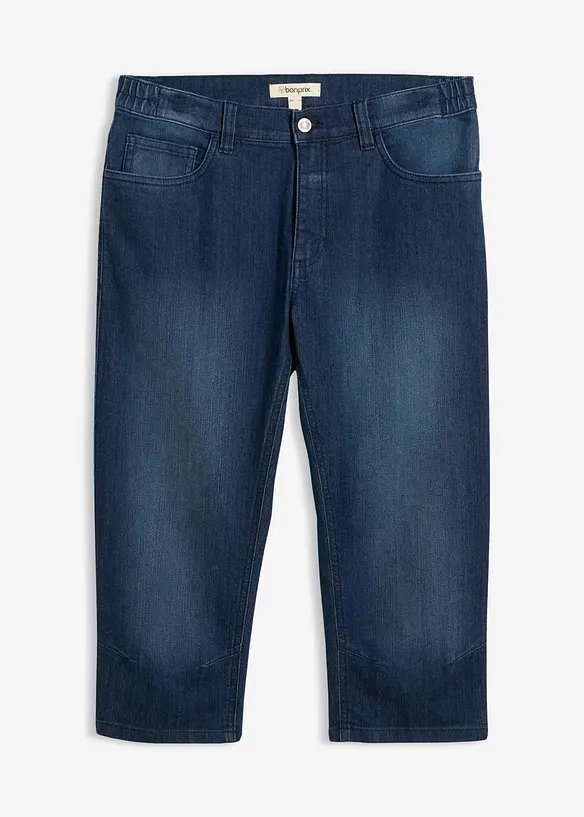 Leichte 3/4-Jeans mit Dehnbund, Slim Fit in blau von vorne - bonprix