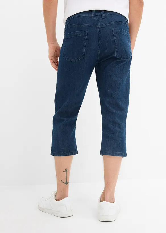 Leichte 3/4-Jeans mit Dehnbund, Slim Fit in blau von hinten - bonprix