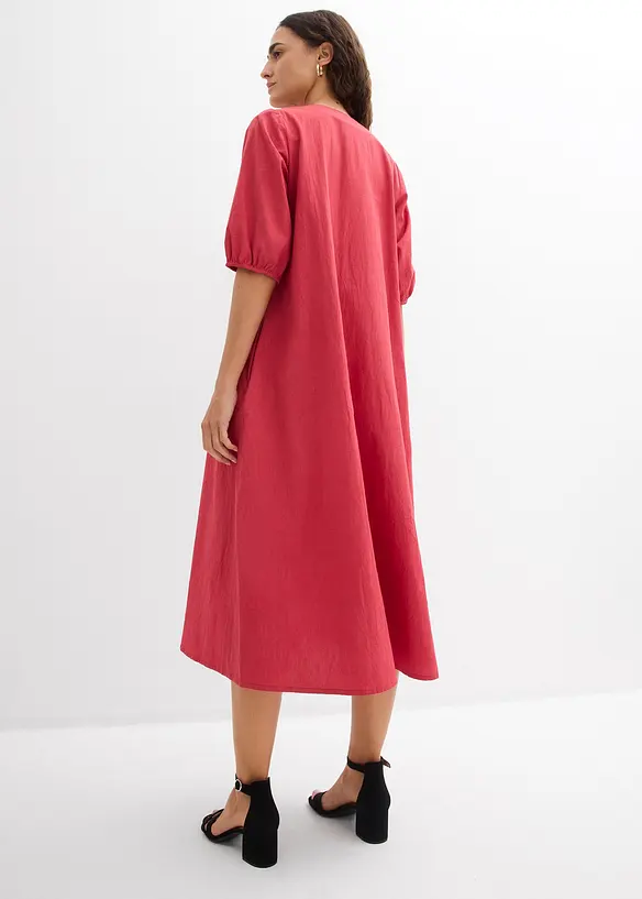 Midikleid aus reiner Baumwolle in rot von hinten (Totalaufnahme) - bonprix