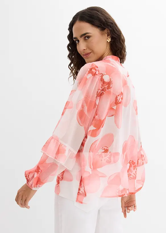 Chiffonbluse in weiß von hinten (im Anschnitt) - bonprix