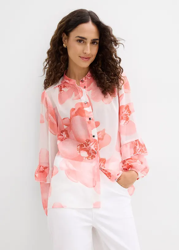 Chiffonbluse in weiß von vorne (im Anschnitt) - bonprix