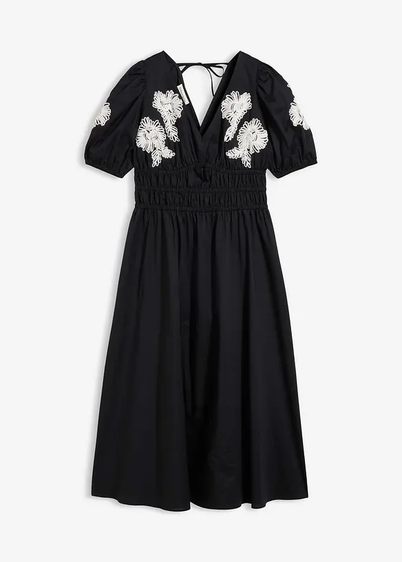 Midikleid mit Stickerei in schwarz von vorne - bonprix Midikleid mit Stickerei in schwarz von vorne - bonprix