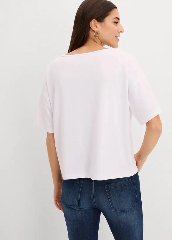 Weites Sweatshirt aus Viskose-Mix in weiß von hinten (im Anschnitt) - bonprix Weites Sweatshirt aus Viskose-Mix in weiß von hinten (im Anschnitt) - bonprix