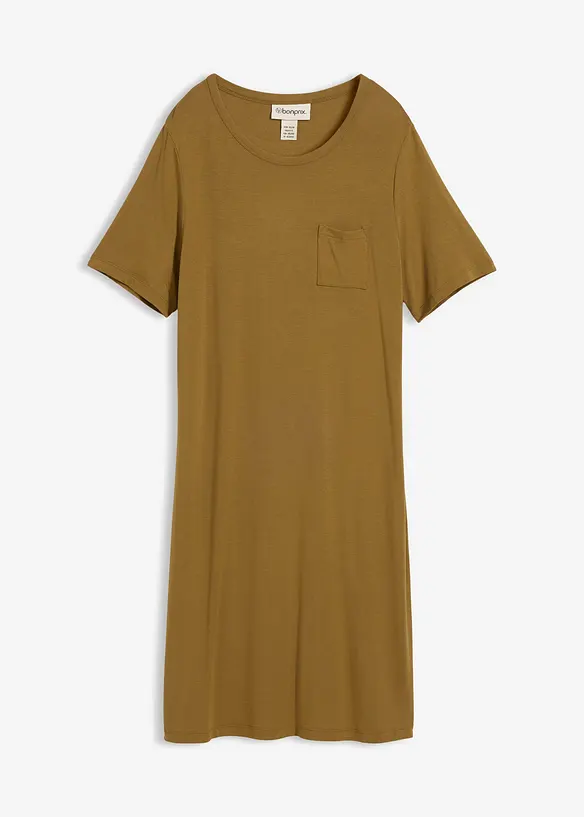 Shirtkleid aus softem Viskose-Mix in grün von vorne - bonprix