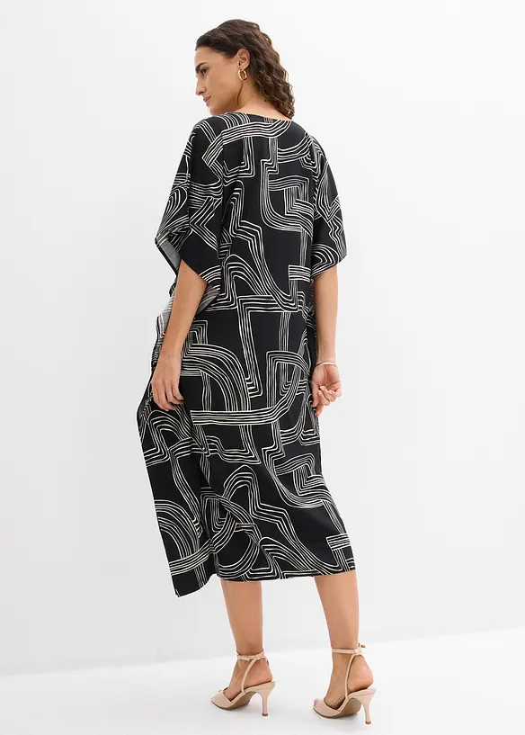 Kaftan-Kleid aus Viskose-Mix in schwarz von hinten (Totalaufnahme) - bonprix